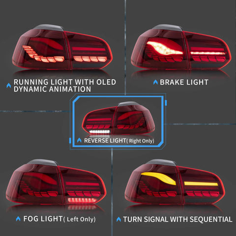 Volkswagen Golf MK6  - Vland Sequential Tail Lights Dragon Scale Style