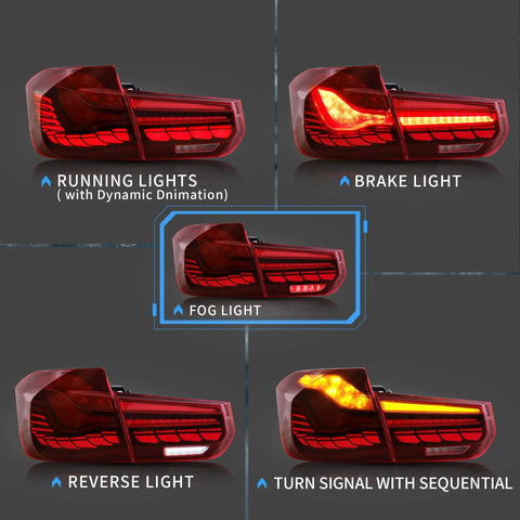 BMW 3 Series F30 F80  - Vland Sequential Tail Lights Dragon Scale Style