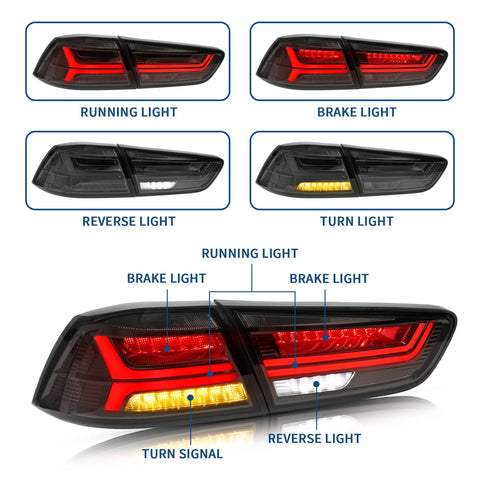 Mitsubishi Lancer 2008-2018 Evo X - Vland Sequential LED Tail Lights