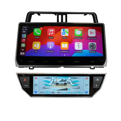 Toyota Prado 150-Series Wireless Apple CarPlay and Android Auto Head Unit Upgrade Kit and AC LED Touchscreen.