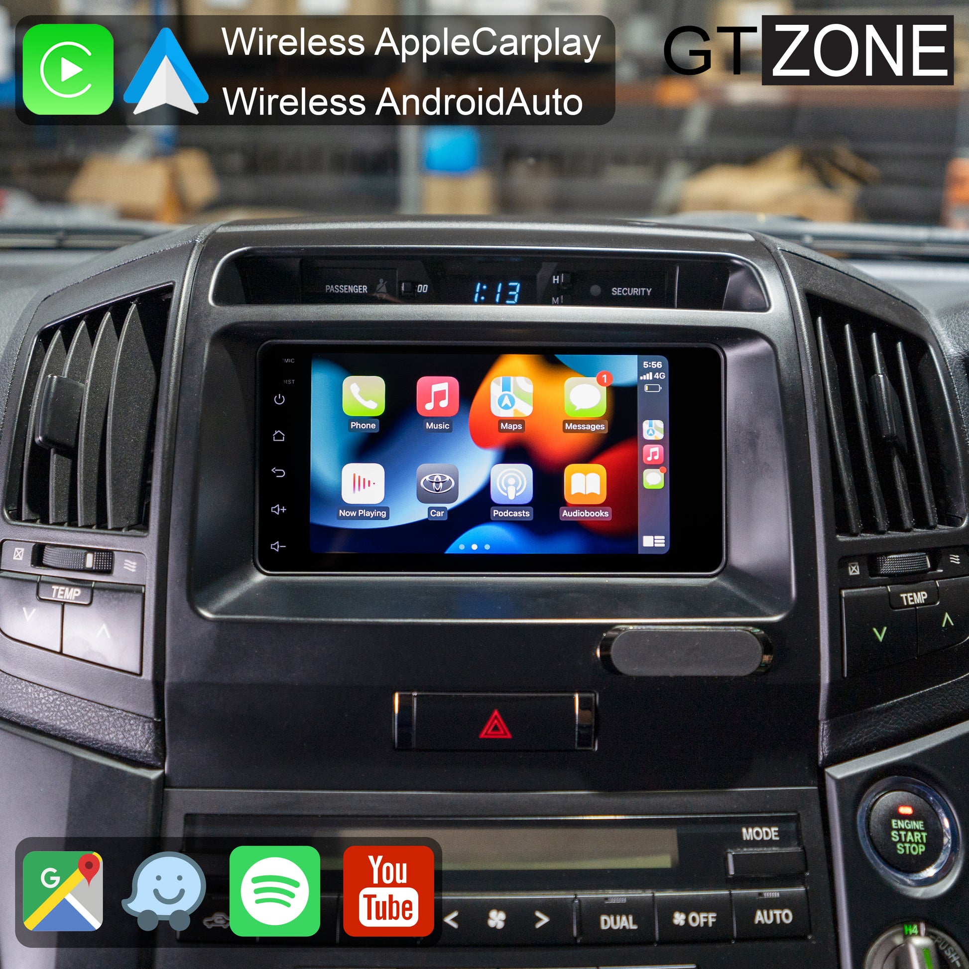 Toyota Landcruiser 200-Series Head Unit Upgrade Kit (2007-2015) - 7 inch Touchscreen with Wireless Apple Carplay & Android Auto