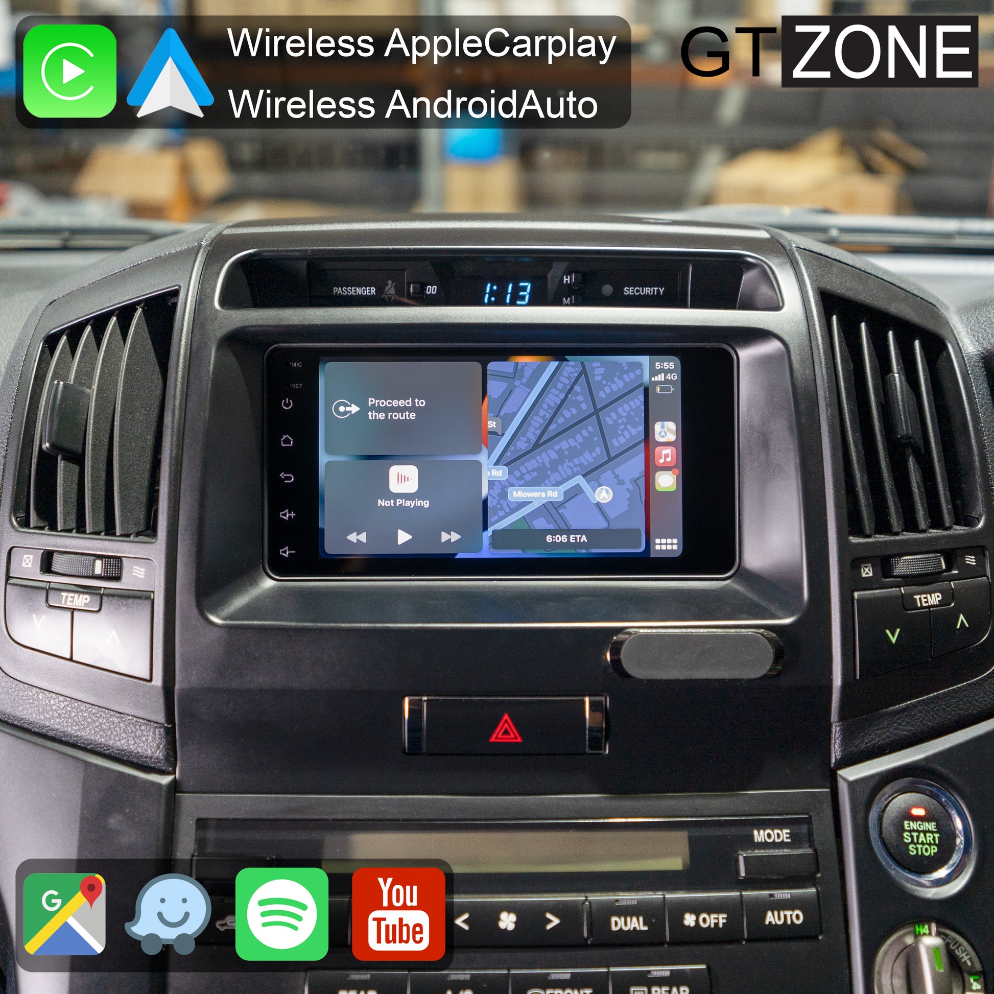 Toyota Landcruiser 200-Series Head Unit Upgrade Kit (2007-2015) - 7 inch Touchscreen with Wireless Apple Carplay & Android Auto