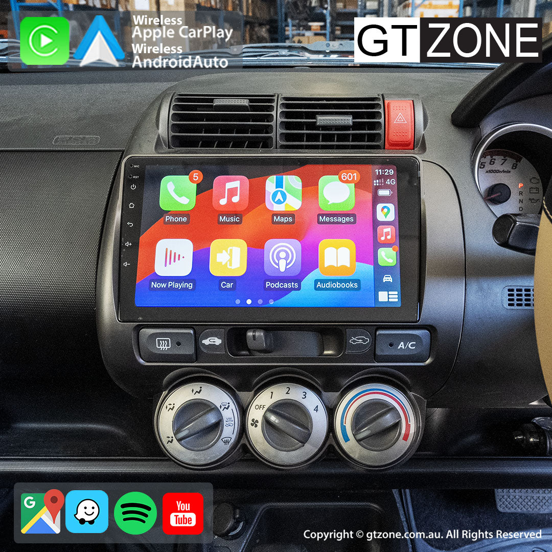 Honda Jazz Head Unit Upgrade Kit (2002-2008) - 9inch Wireless Multitouch Smartscreen with Apple Carplay Android Auto